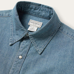 Chambray Denim Shirt Blue | Men Stetson Western Shirts