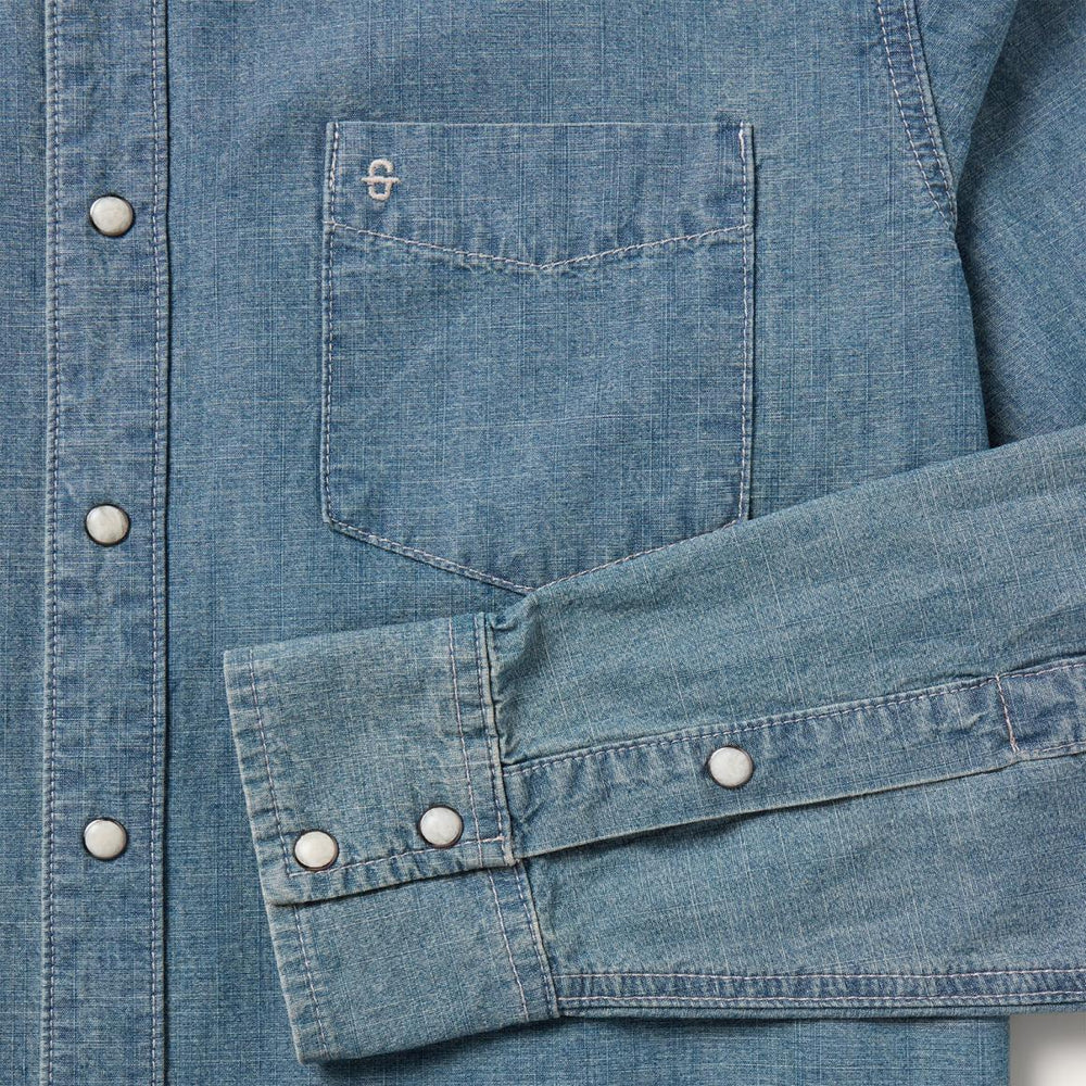 Chambray Denim Shirt Blue | Men Stetson Western Shirts