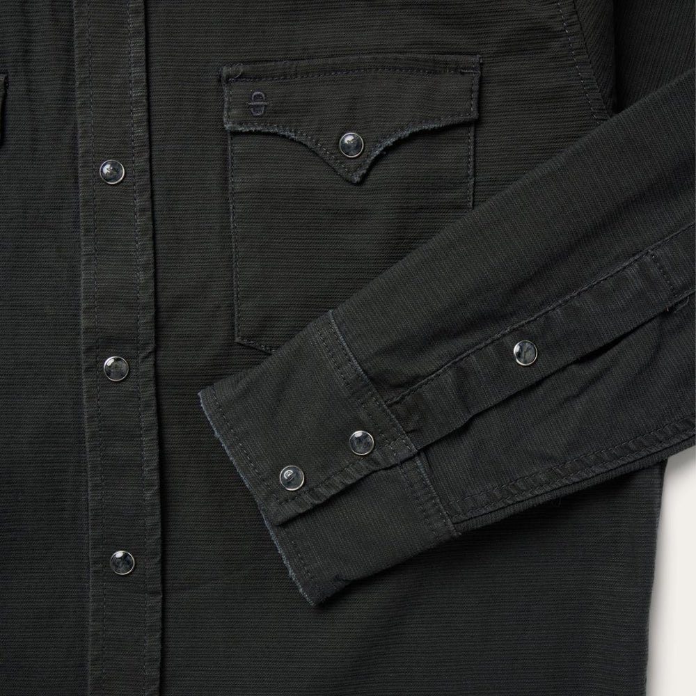 Charcoal Corded Denim Shirt Grey | Men Stetson Western Shirts