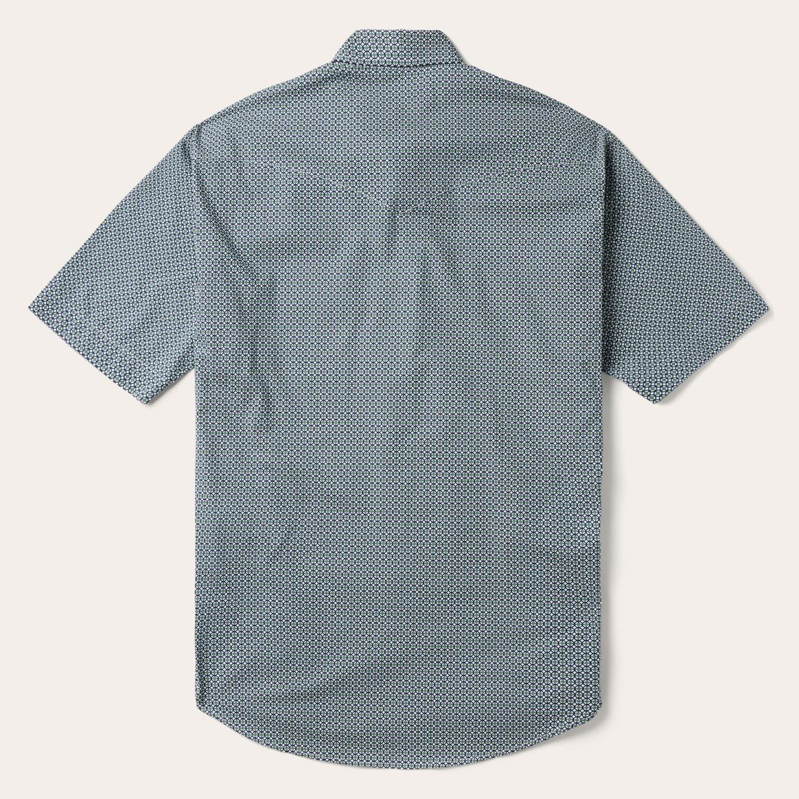Circle Diamond Print Short Sleeve Western Shirt Green | Men Stetson Classic Cut