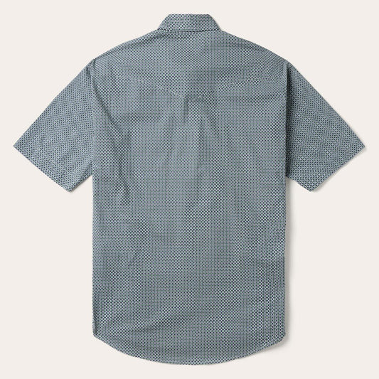 Circle Diamond Print Short Sleeve Western Shirt Green | Men Stetson Western Shirts