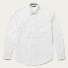 Classic Solid Snap Poplin Shirt In Optic White White | Men Stetson Western Shirts