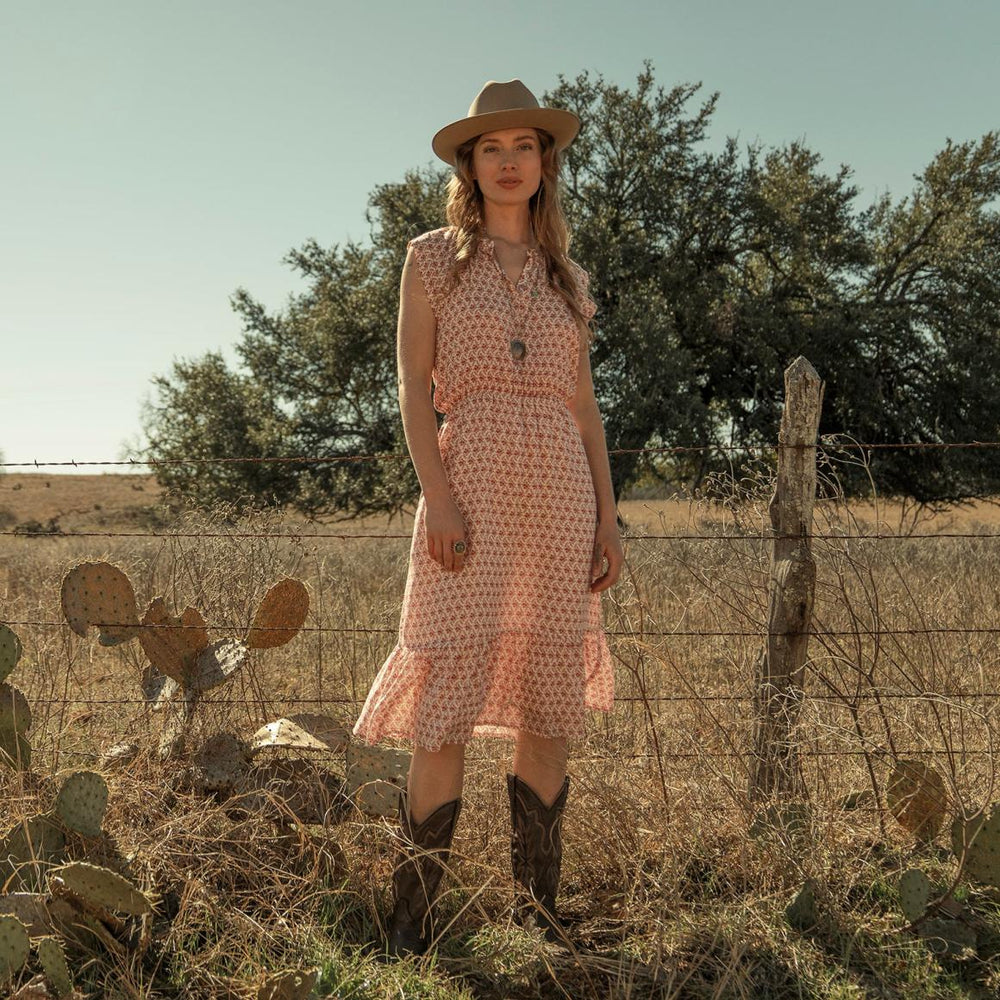 Cottage Floral Dress Red | Women Stetson Midi
