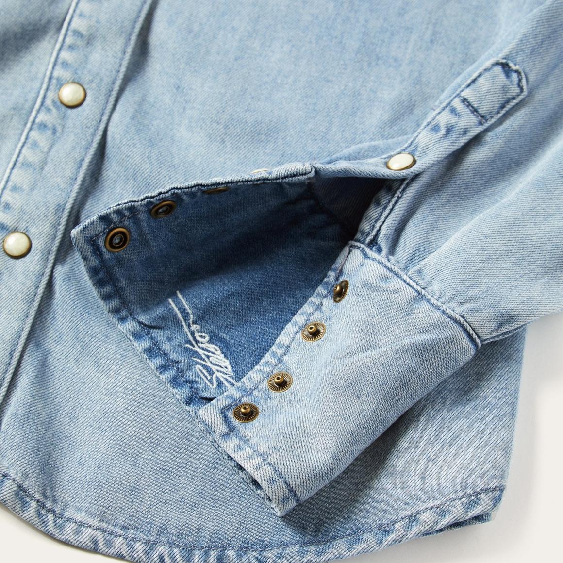 Curved Yoke Western Denim Shirt Blue | Women Stetson Denim Shirts