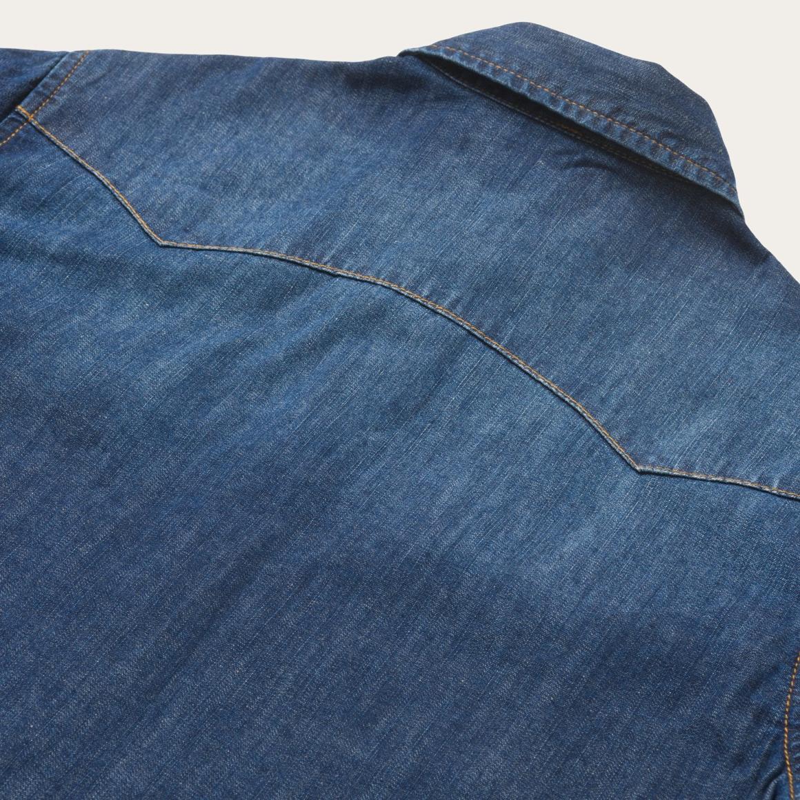 Dark Denim Snap Front Shirt Blue | Women Stetson Denim Shirts