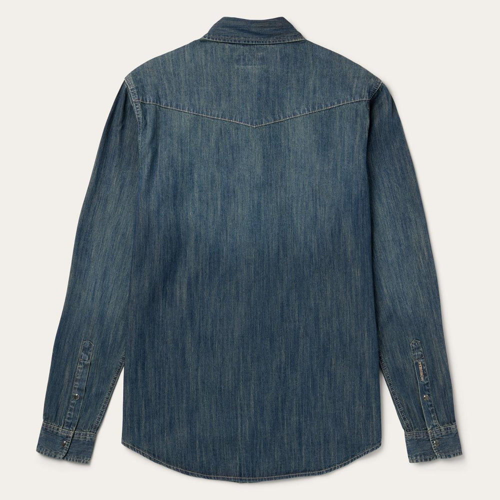 Dark Denim Western Shirt Blue | Men Stetson Western Shirts