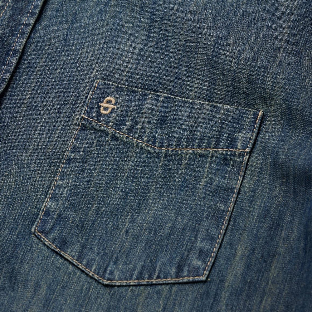 Dark Denim Western Shirt Blue | Men Stetson Western Shirts
