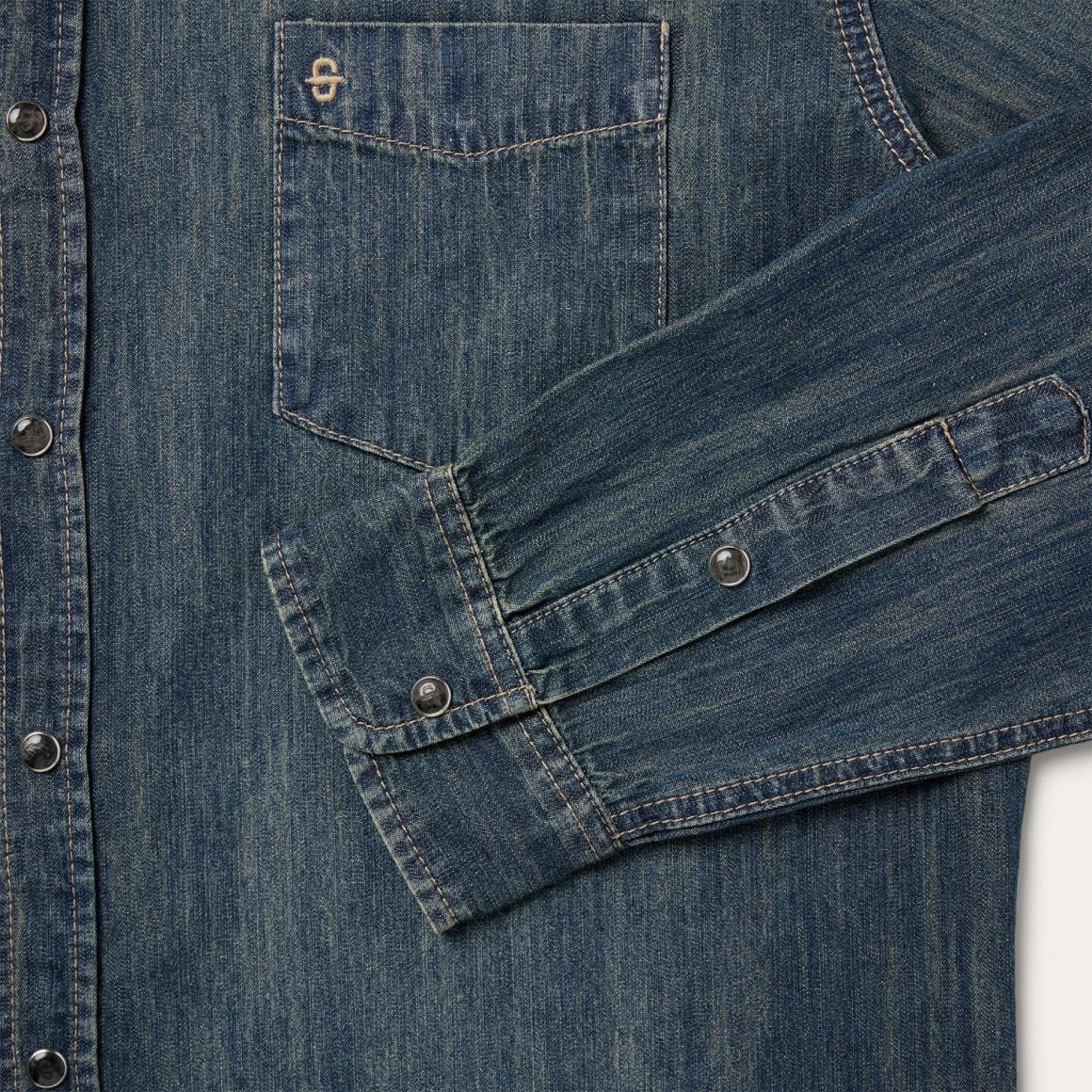 Dark Denim Western Shirt Blue | Men Stetson Western Shirts