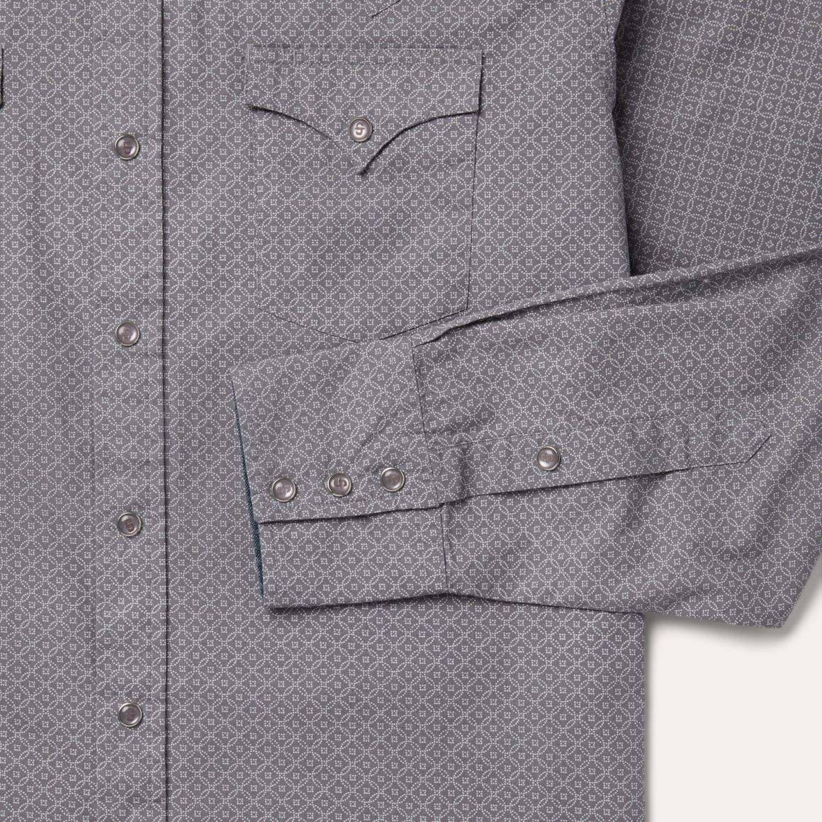 Diamond Print Western Shirt Grey | Men Stetson Western Shirts