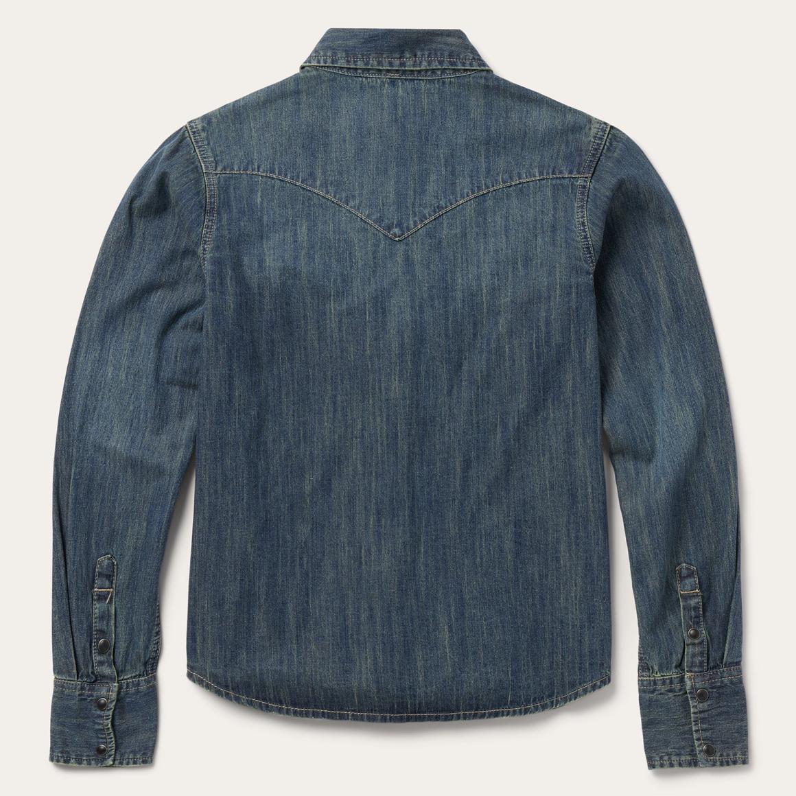 Dirty Denim Boyfriend Fit Shirt Blue | Women Stetson Western Shirts
