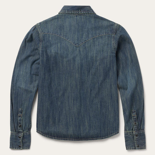 Dirty Denim Boyfriend Fit Shirt Blue | Women Stetson Western Shirts