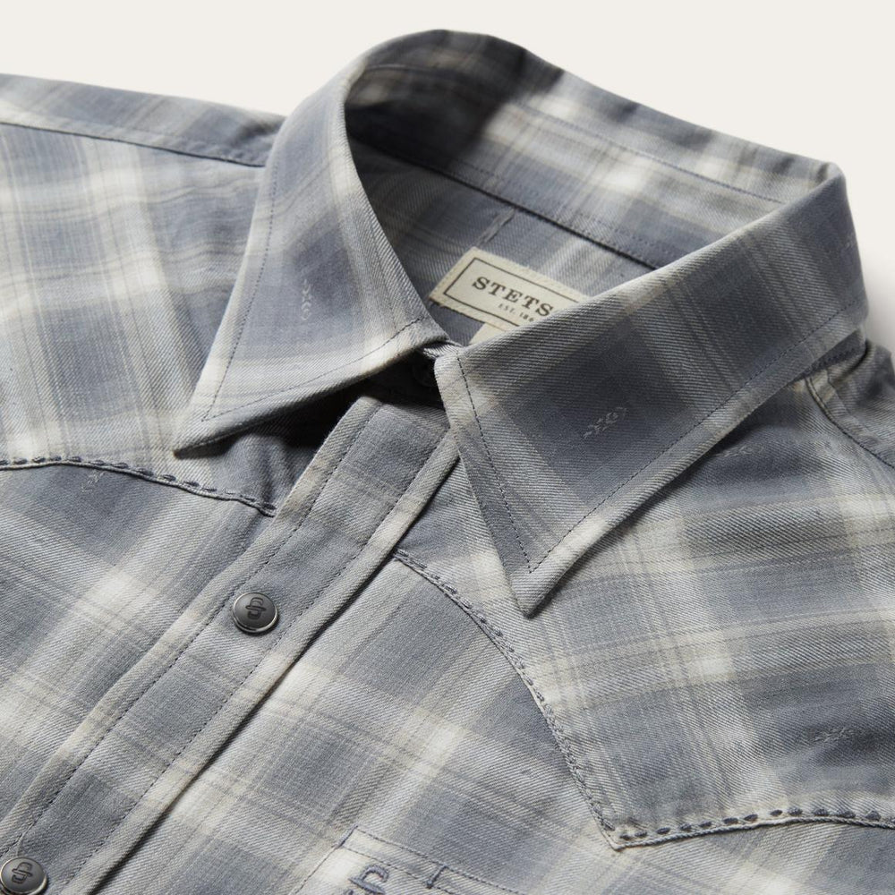 Dobby Twill Plaid Shirt Brown | Men Stetson Western Shirts