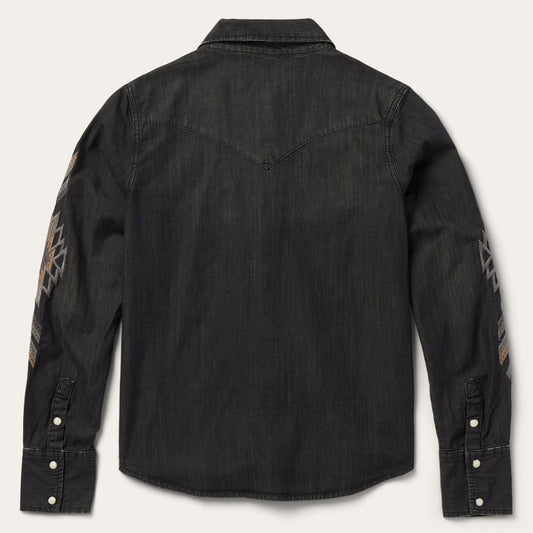 Embroidered Black Denim Shirt Black | Women Stetson Western Shirts