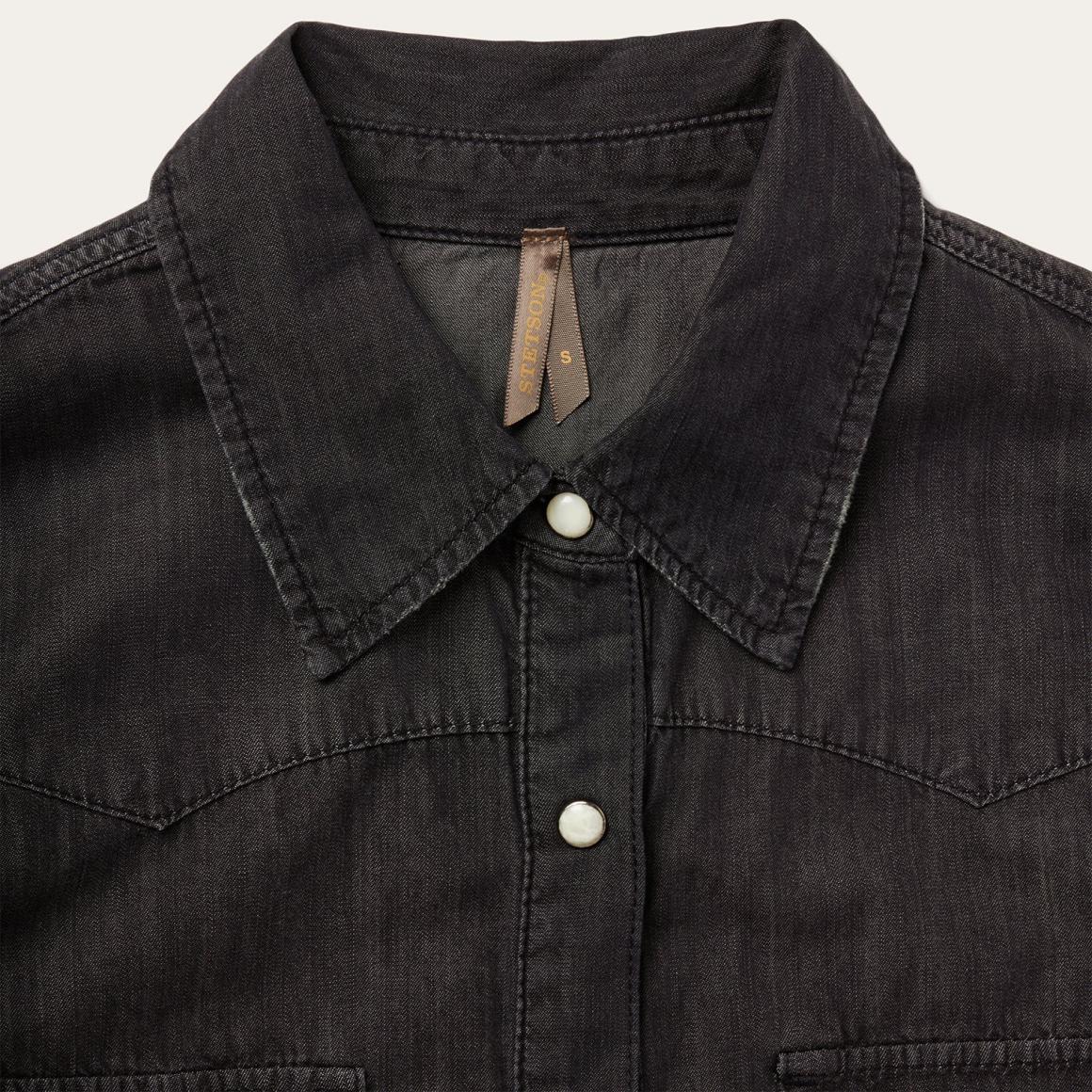 Embroidered Black Denim Shirt Black | Women Stetson Western Shirts