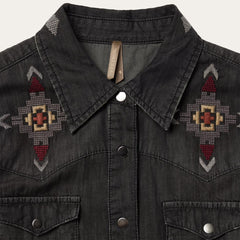 Embroidered Black Denim Shirt Dress Black | Women Stetson Mini