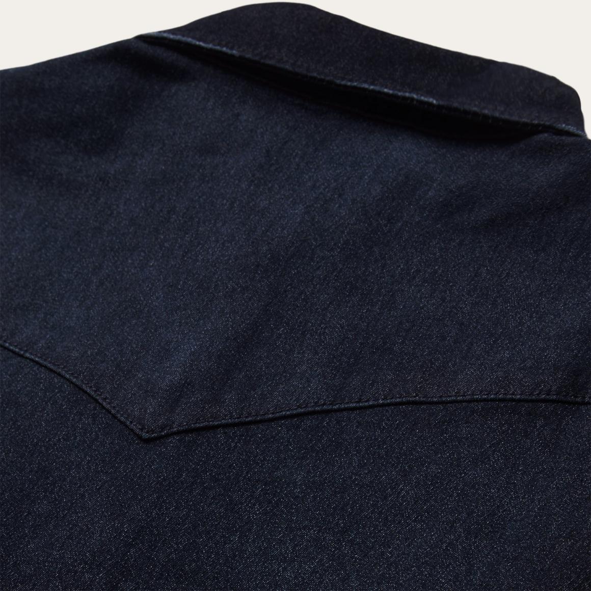 Embroidered Dark Denim Snap Front Shirt Blue | Women Stetson Western Shirts
