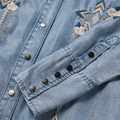 Embroidered Denim Twill Shirt Dress Blue | Women Stetson Mini