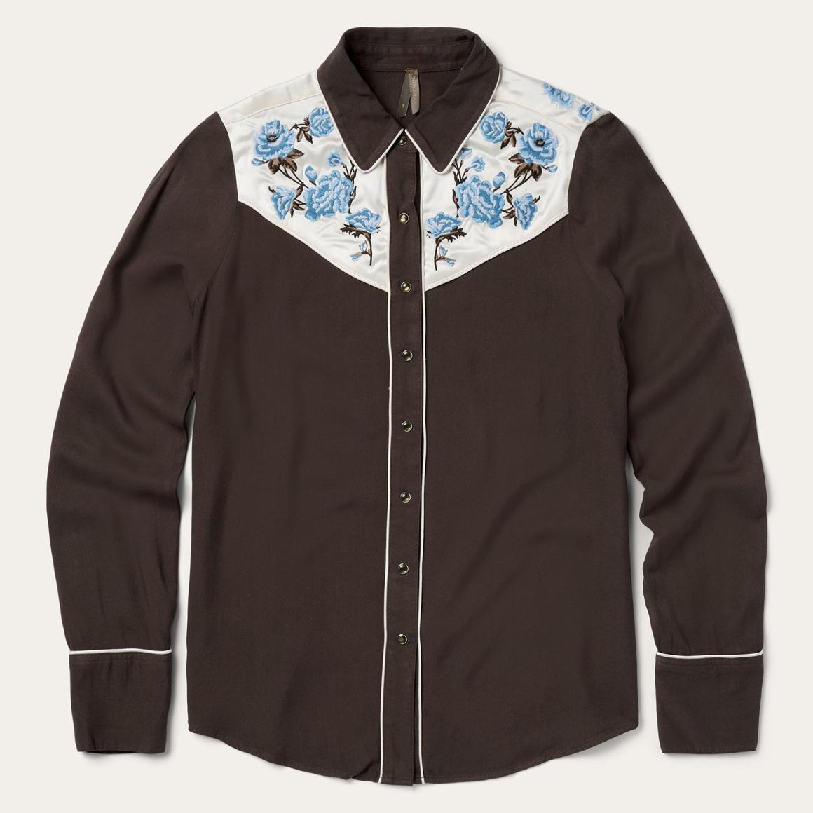 Embroidered Western Shirt Brown | Women Stetson Western Shirts