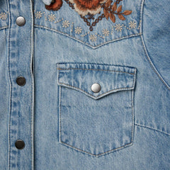 Floral Embroidered Denim Shirt Dress Blue | Women Stetson Mini
