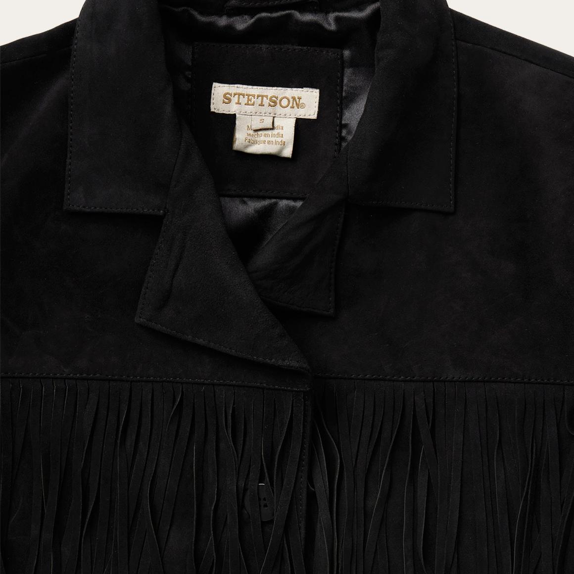 Fringe Suede Jacket Black | Women Stetson Fringe Jackets