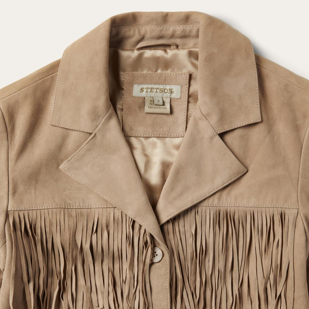 Fringe Suede Jacket Light Tan | Women Stetson Fringe Jackets