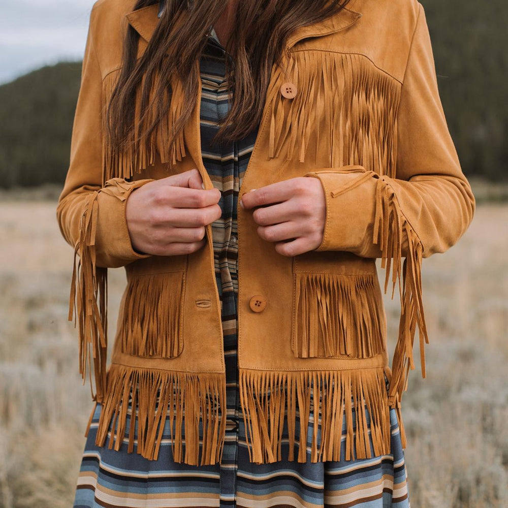 Fringe Suede Jacket Tan | Women Stetson Jackets