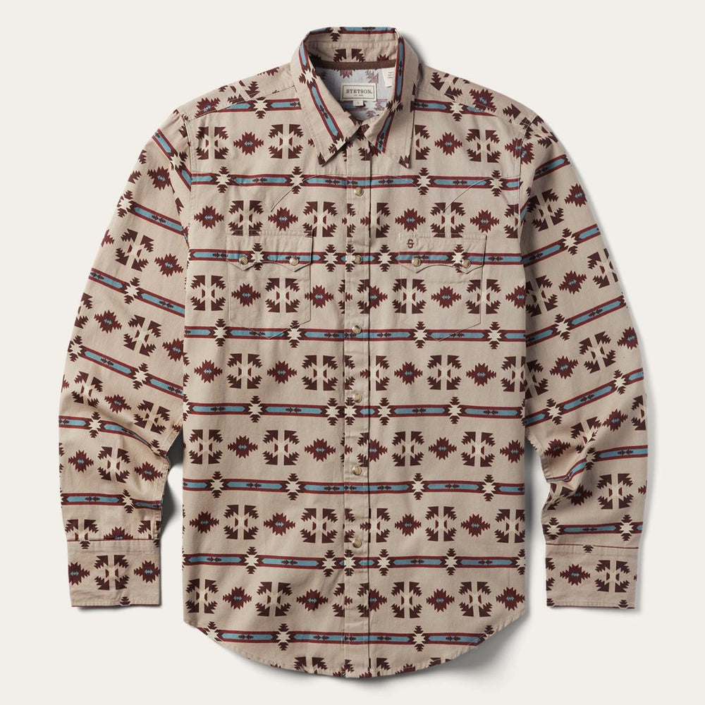 Gaucho Stripe Shirt Brown | Men Stetson Western Shirts