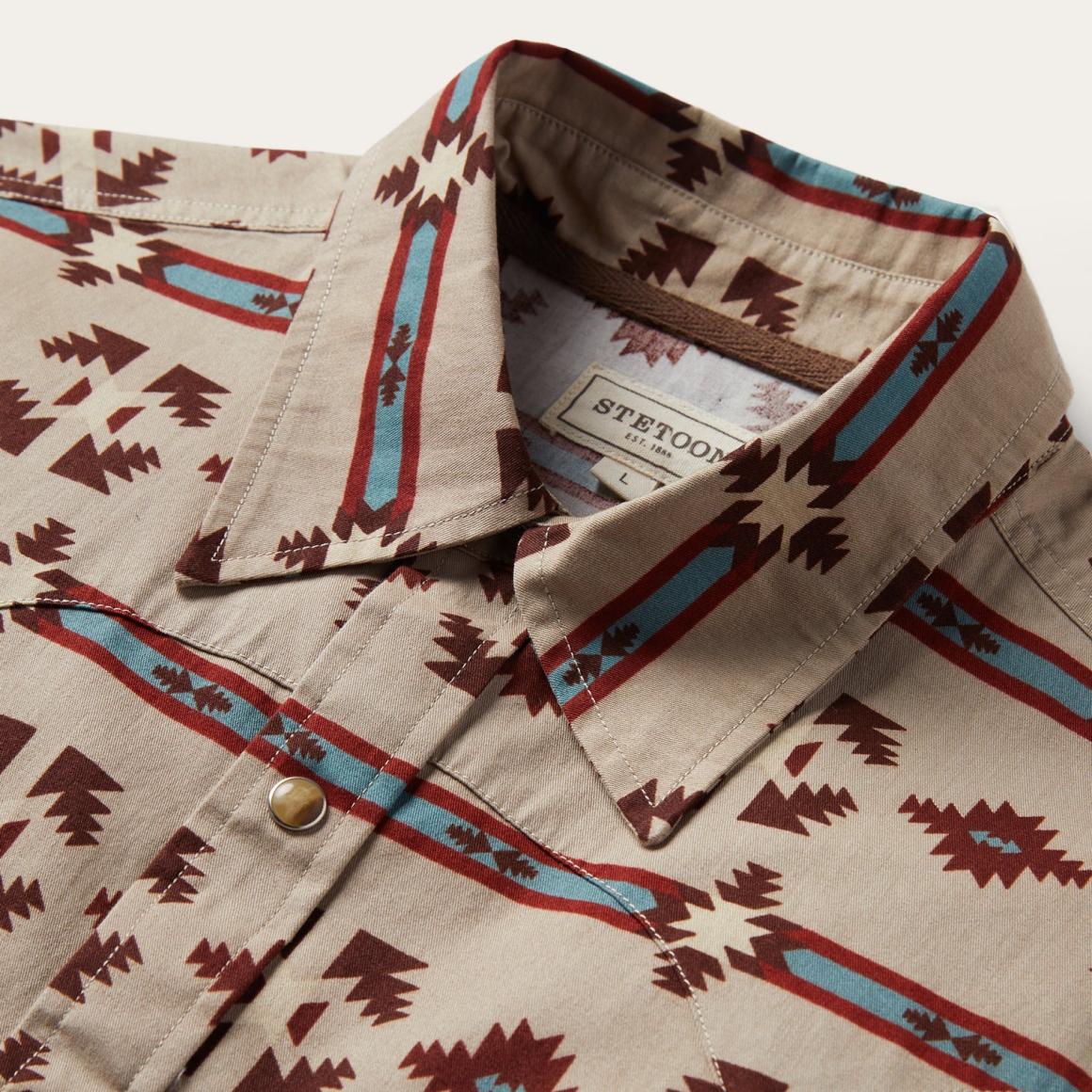 Gaucho Stripe Shirt Brown | Men Stetson Western Shirts