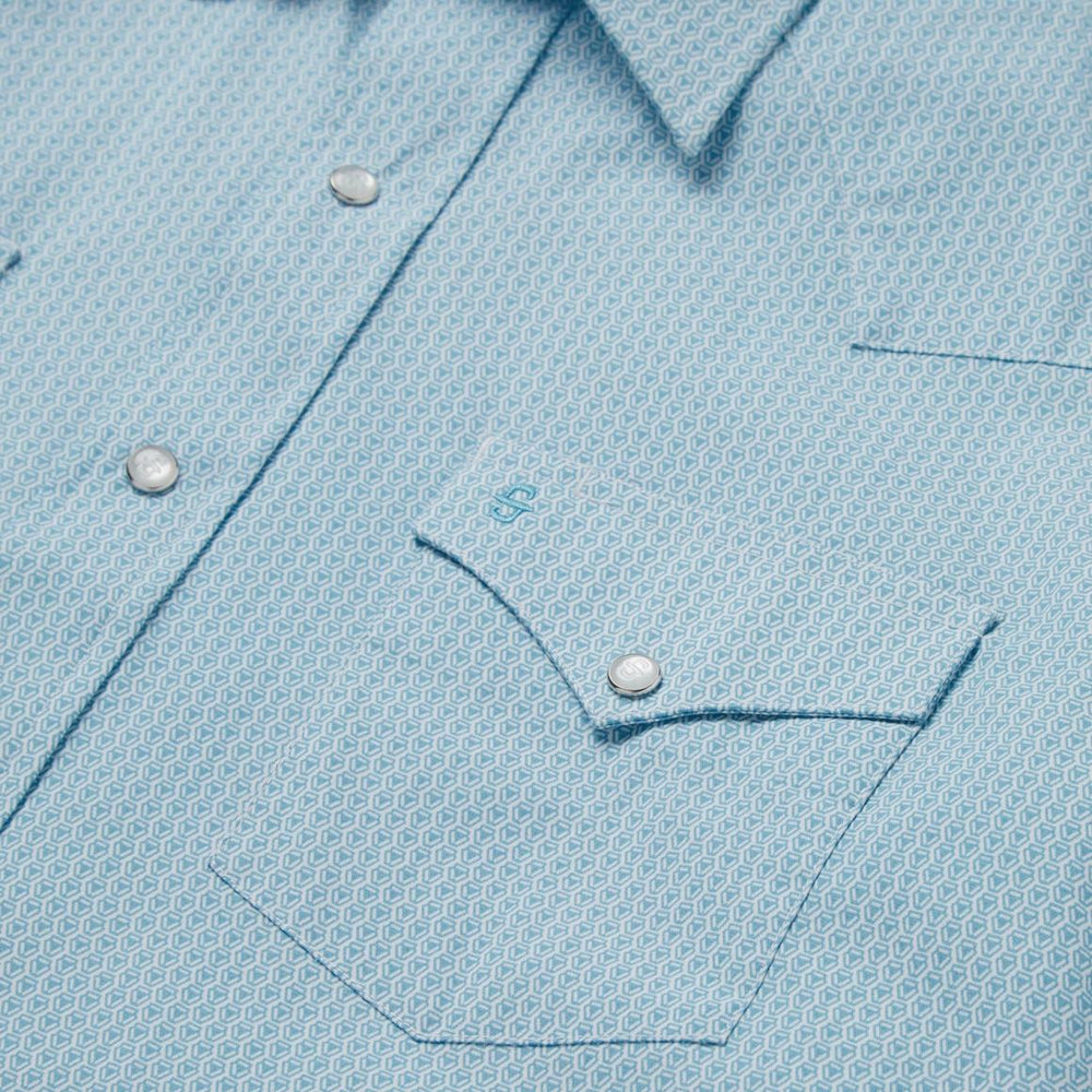 Geo Western Shirt Blue | Men Stetson Classic Cut