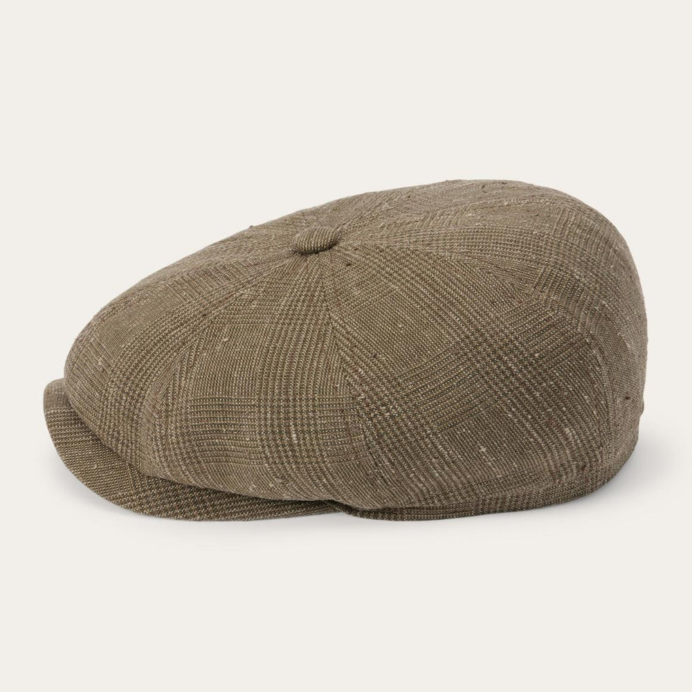 Glen Check Linen/Silk Hatteras Cap Olive Check | Men/Women Stetson Caps &amp; Truckers