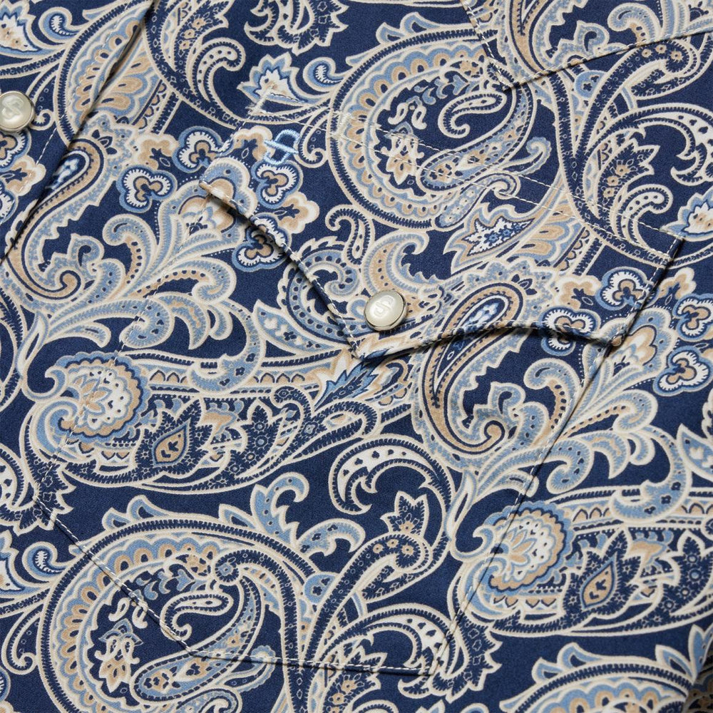 Greenspring Paisley Short Sleeve Western Shirt Blue | Men Stetson Western Shirts