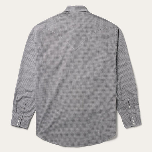 Grey Geo Print Western Shirt Grey | Men Stetson Modern Cut