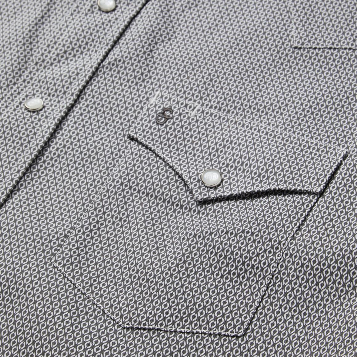 Grey Geo Print Western Shirt Grey | Men Stetson Western Shirts