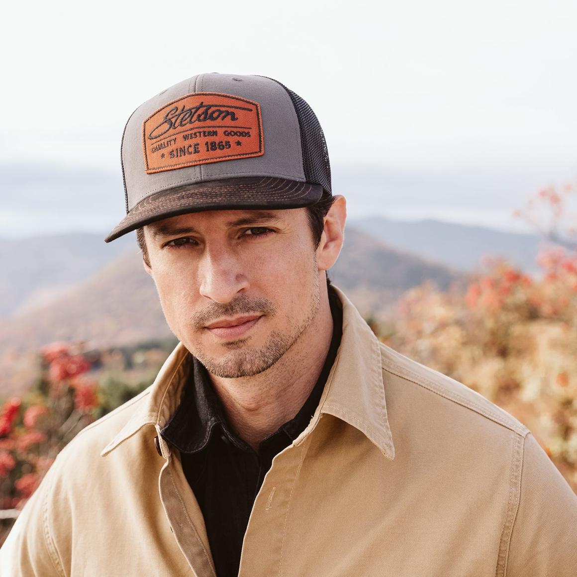 Grey Heritage Script Trucker Cap Grey | Men/Women Stetson Caps &amp; Truckers