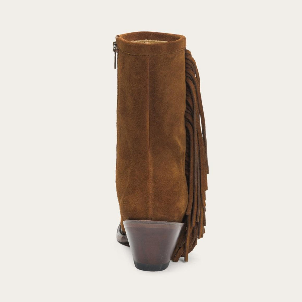 Halle Suede Fringe Side Zip Boot Brown | Women Stetson Western