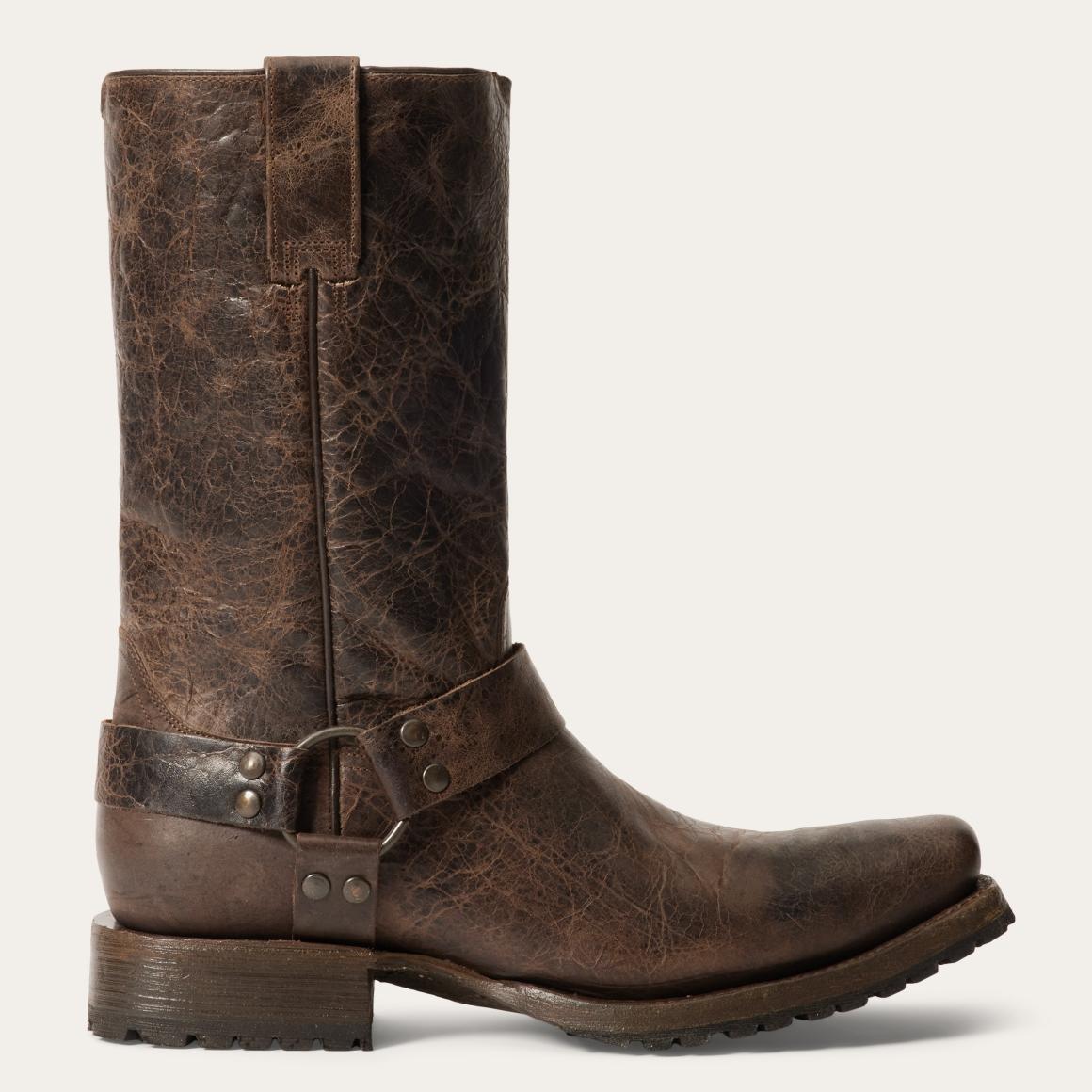 Heritage Harness Boots Waxed Dark Brown | Men Stetson Western