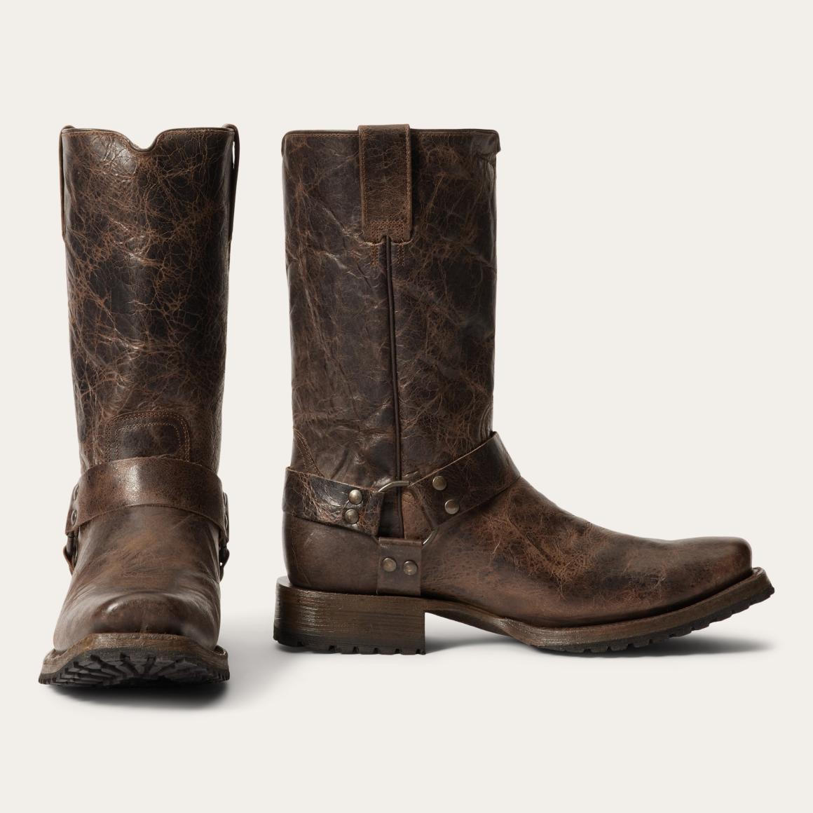 Heritage Harness Boots Waxed Dark Brown | Men Stetson Western