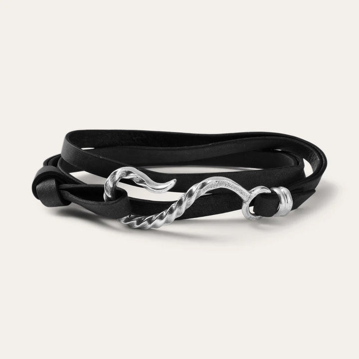 Hook Leather Bracelet Black Leather | Men/Women Stetson Jewelry