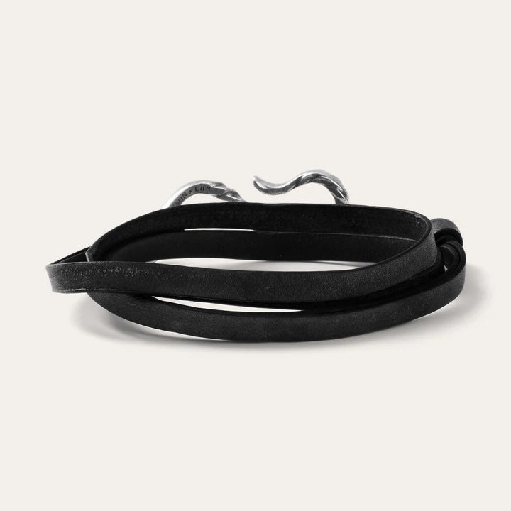 Hook Leather Bracelet Black Leather | Men/Women Stetson Jewelry