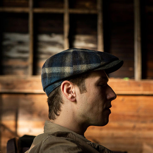 Ivy Virgin Wool Cap Blue Beige Check | Men/Women Stetson Caps &amp; Truckers