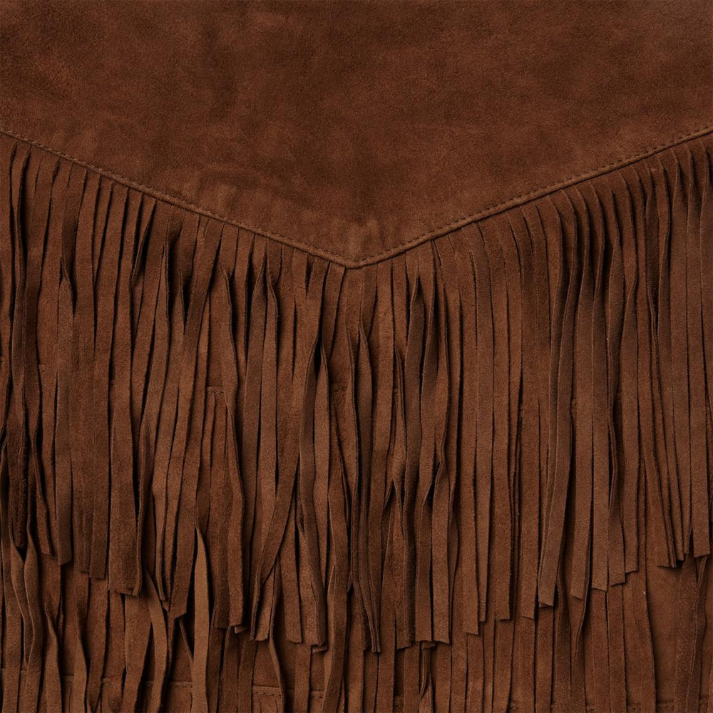 Lamb Suede Fringe Mini Skirt Brown | Women Stetson Skirts &amp; Shorts