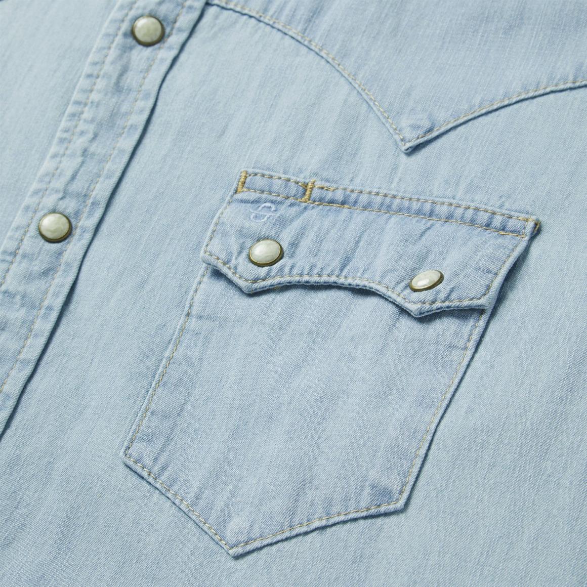 Light Blue Denim Western Shirt Blue | Men Stetson Denim Shirts