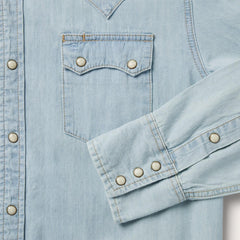 Light Blue Denim Western Shirt Blue | Men Stetson Denim Shirts