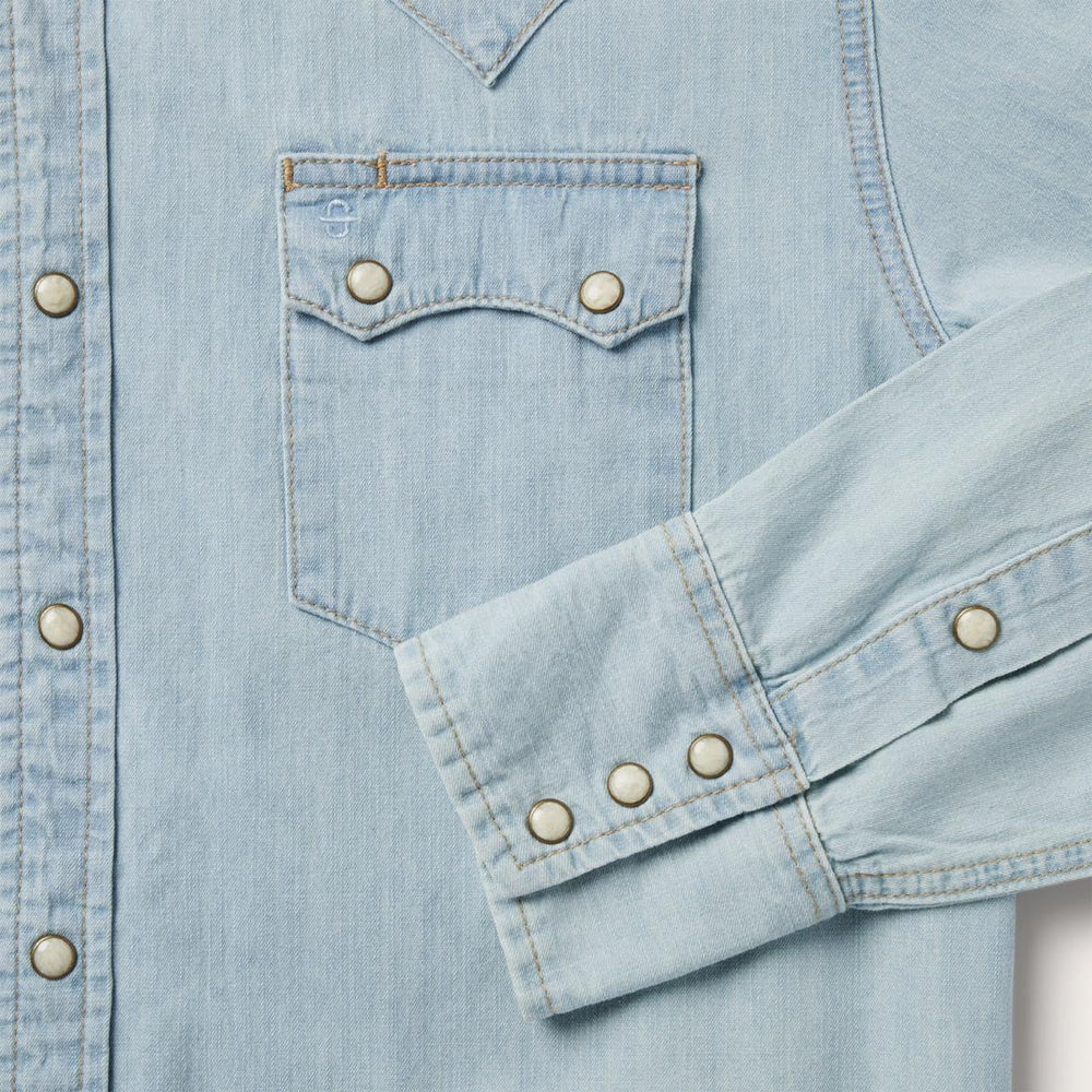 Light Blue Denim Western Shirt Blue | Men Stetson Western Shirts