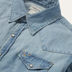 Long-Sleeved Denim Shirt Blue | Men Stetson Denim Shirts