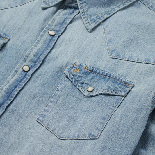 Long-Sleeved Denim Shirt Blue | Men Stetson Denim Shirts