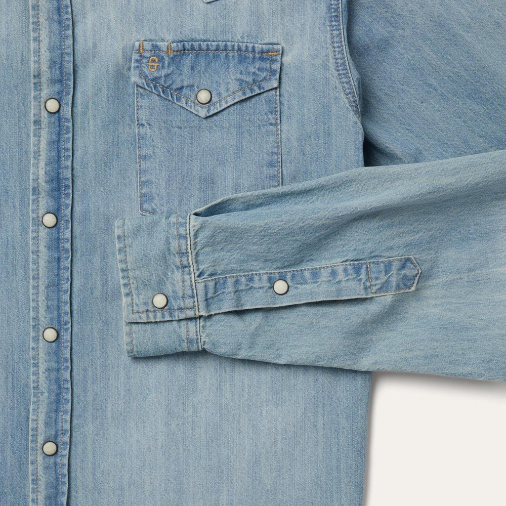 Long-Sleeved Denim Shirt Blue | Men Stetson Modern Cut
