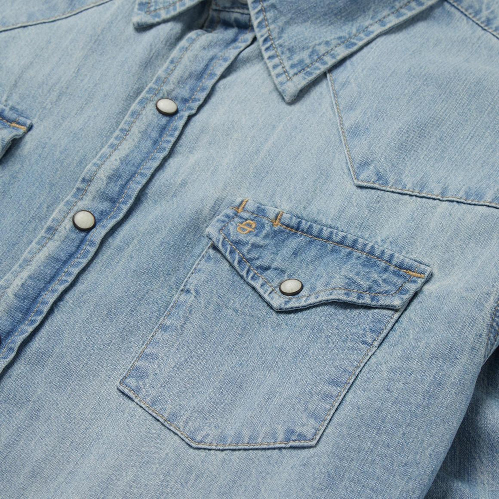 Long-Sleeved Denim Shirt Blue | Men Stetson Western Shirts
