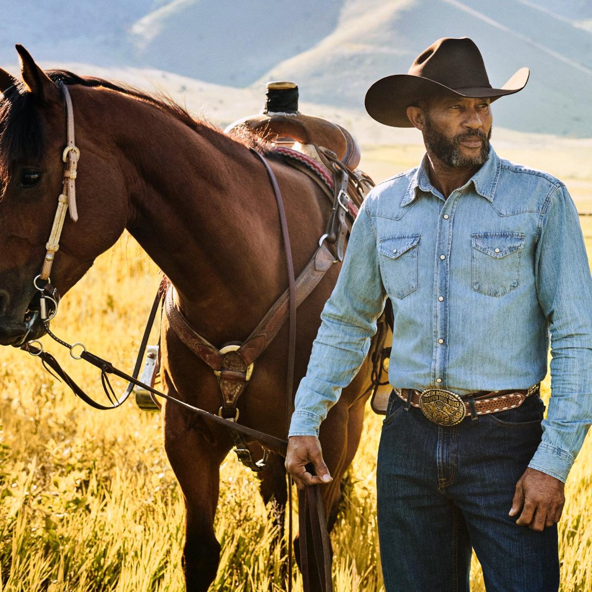 Long-Sleeved Denim Shirt Blue | Men Stetson Western Shirts