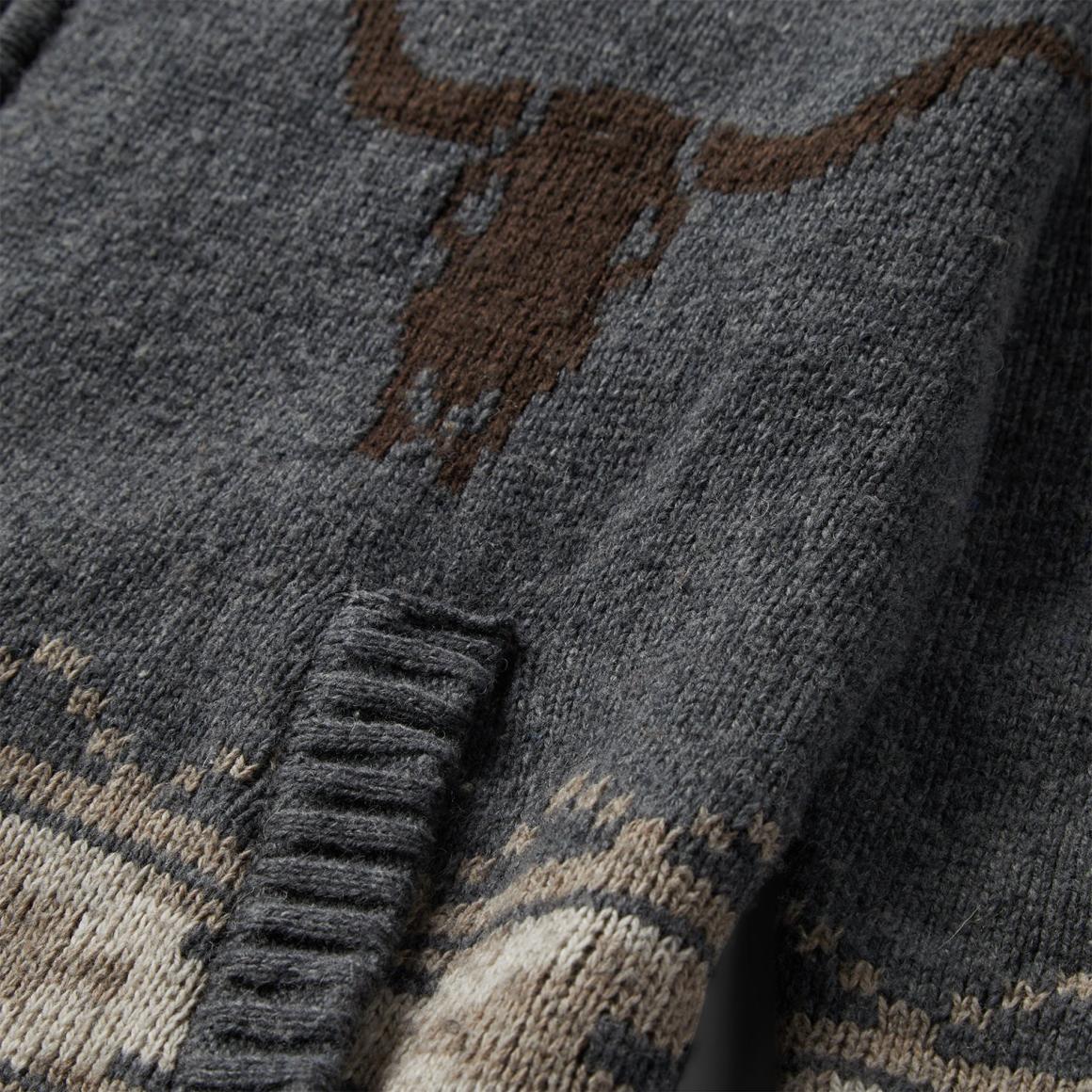Longhorn Cardigan Grey | Men Stetson Sweaters &amp; Hoodies